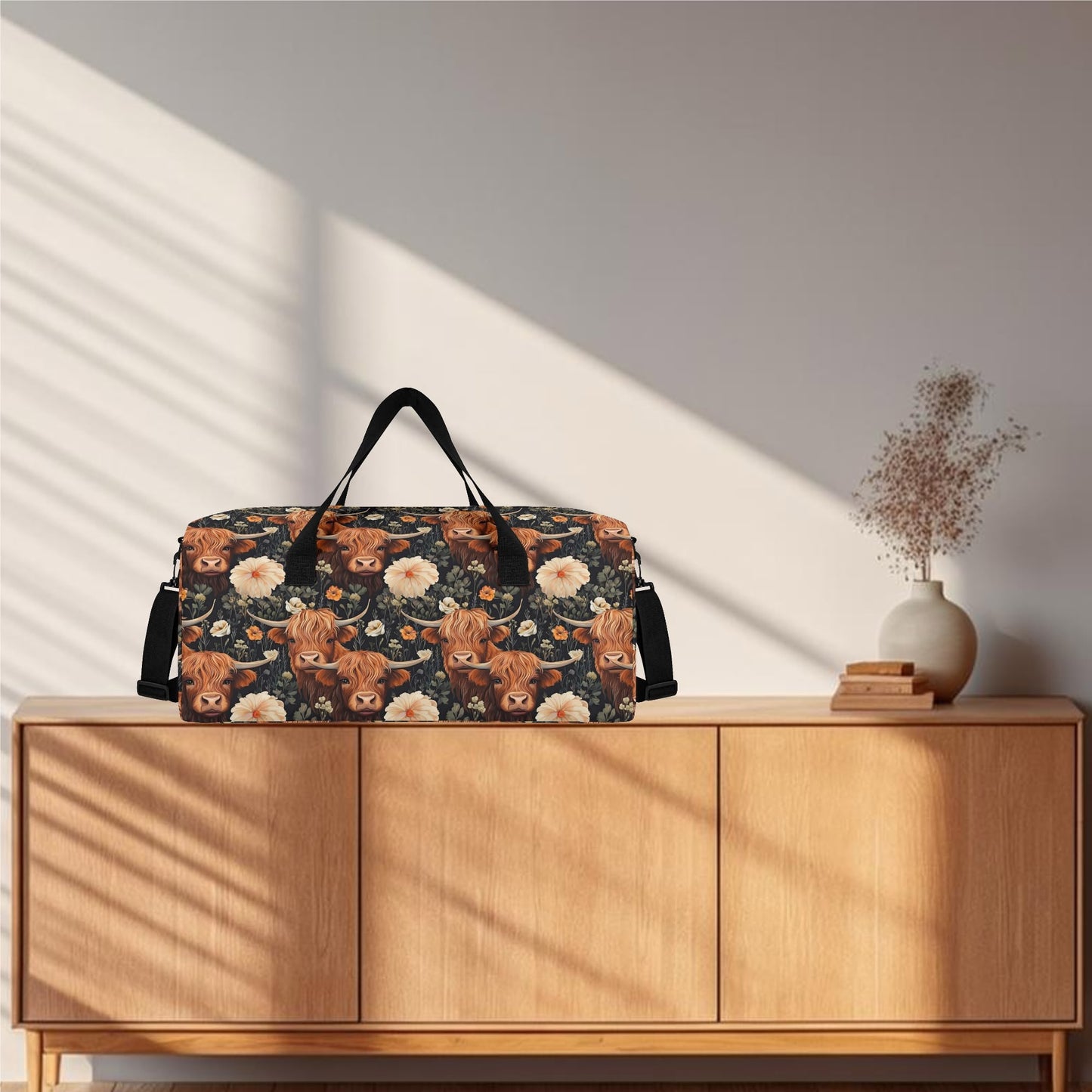 Cattle & Blooms – Highland Cow Duffle