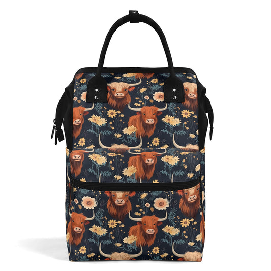 Cattle & Blooms – Highland Cow Diaper Bag