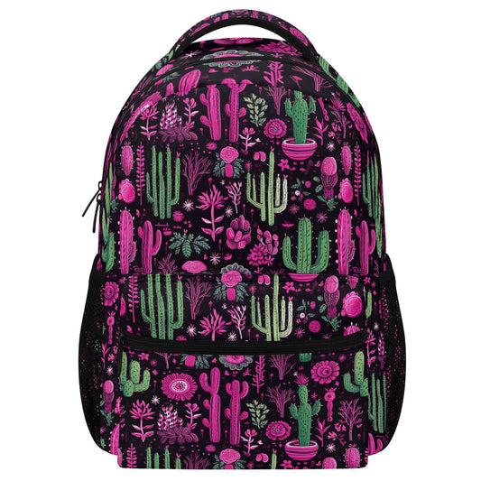 Backpack with cactus pattern on a white background