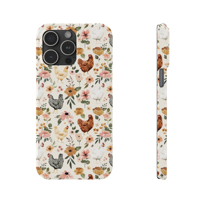 Charming Floral Chicken Slim iPhone Case