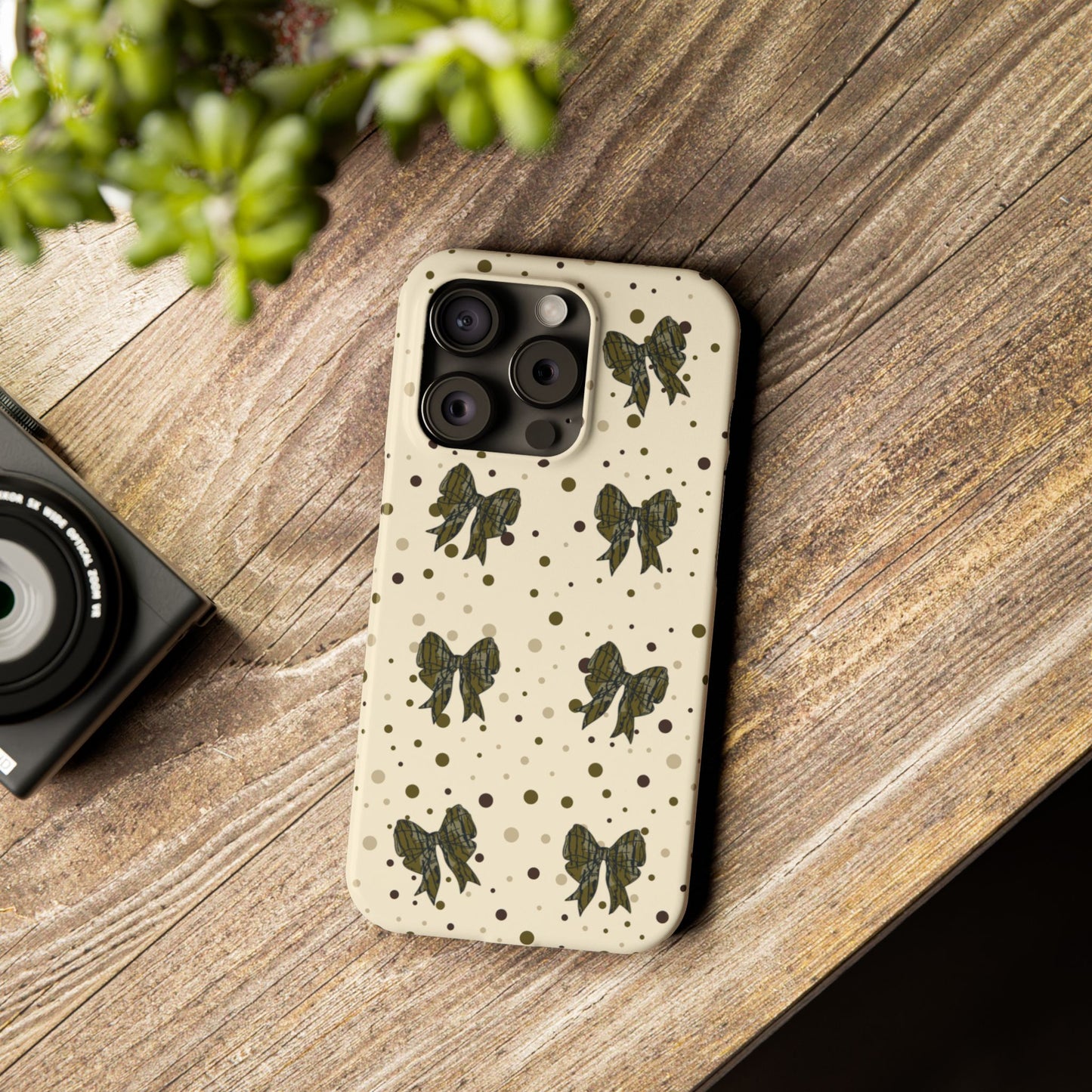 Bottomland Camouflage Coquette Bows & Polka Dot Slim IPhone Case