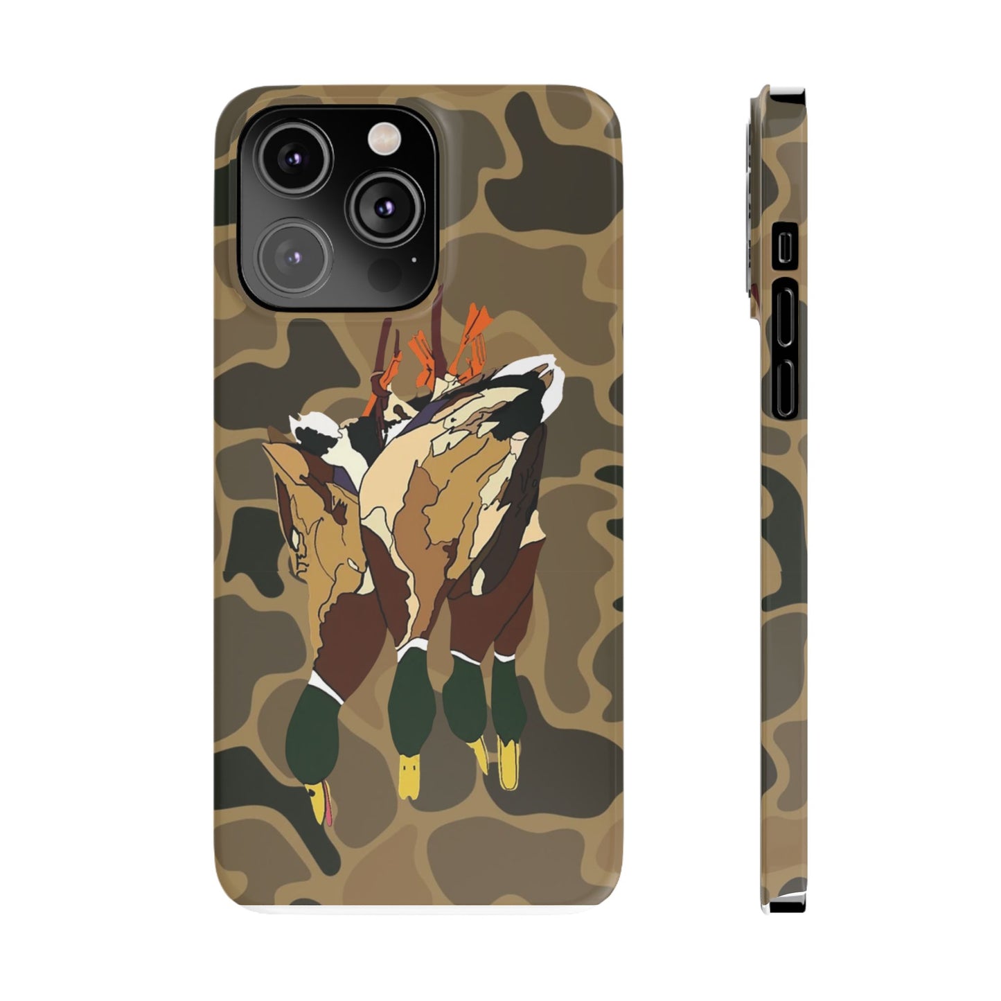 Old Skool Camouflage Mallard Duck Hanging Hunting Slim iPhone Case