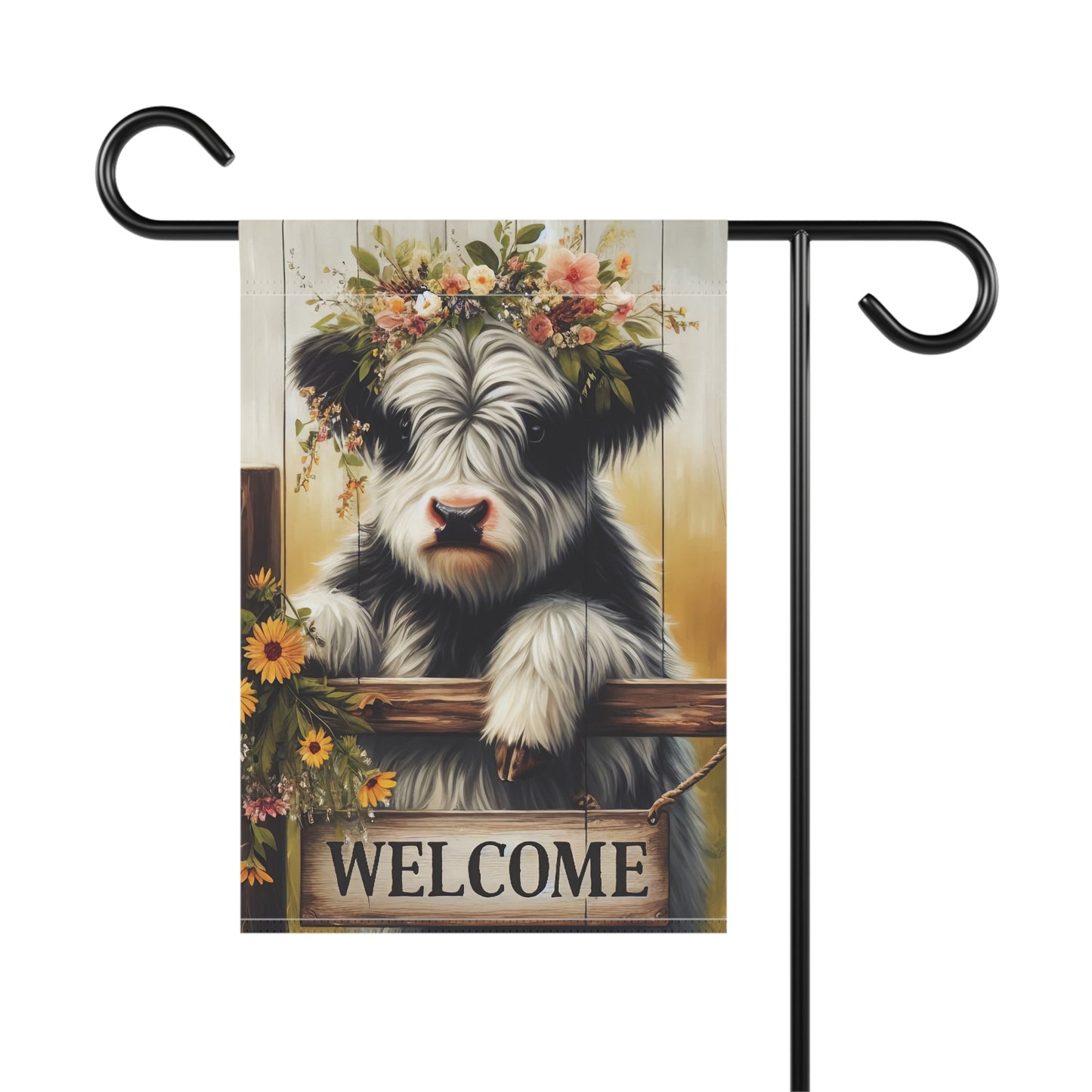 Welcome Cow Sunflower Garden Flag 12" x 18"