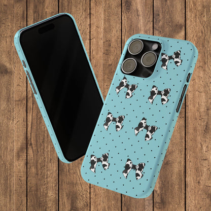 Cow Print Coquette Bow & Polka Dot Teal Slim iPhone Case