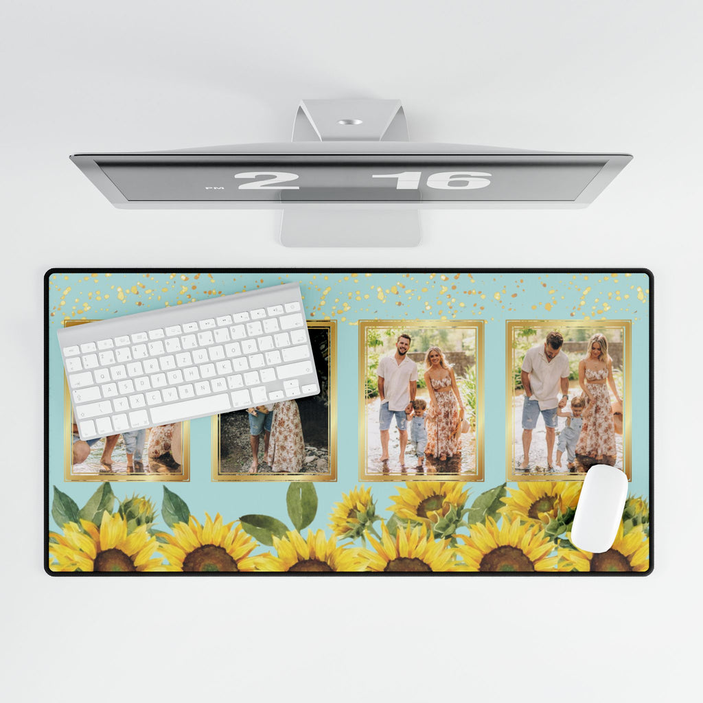 Sunflower Sparkle Personalized Photo Polyester Office Desk Pad