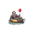 Horror Pennywise Inspired Cartoon Clown & Red Balloon Summer Lake or Pool Float Kiss Cut Vinyl Sticker