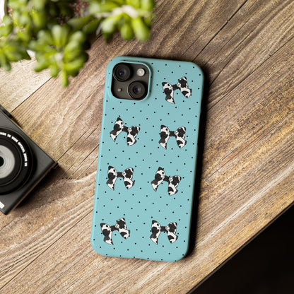 Cow Print Coquette Bow & Polka Dot Teal Slim iPhone Case