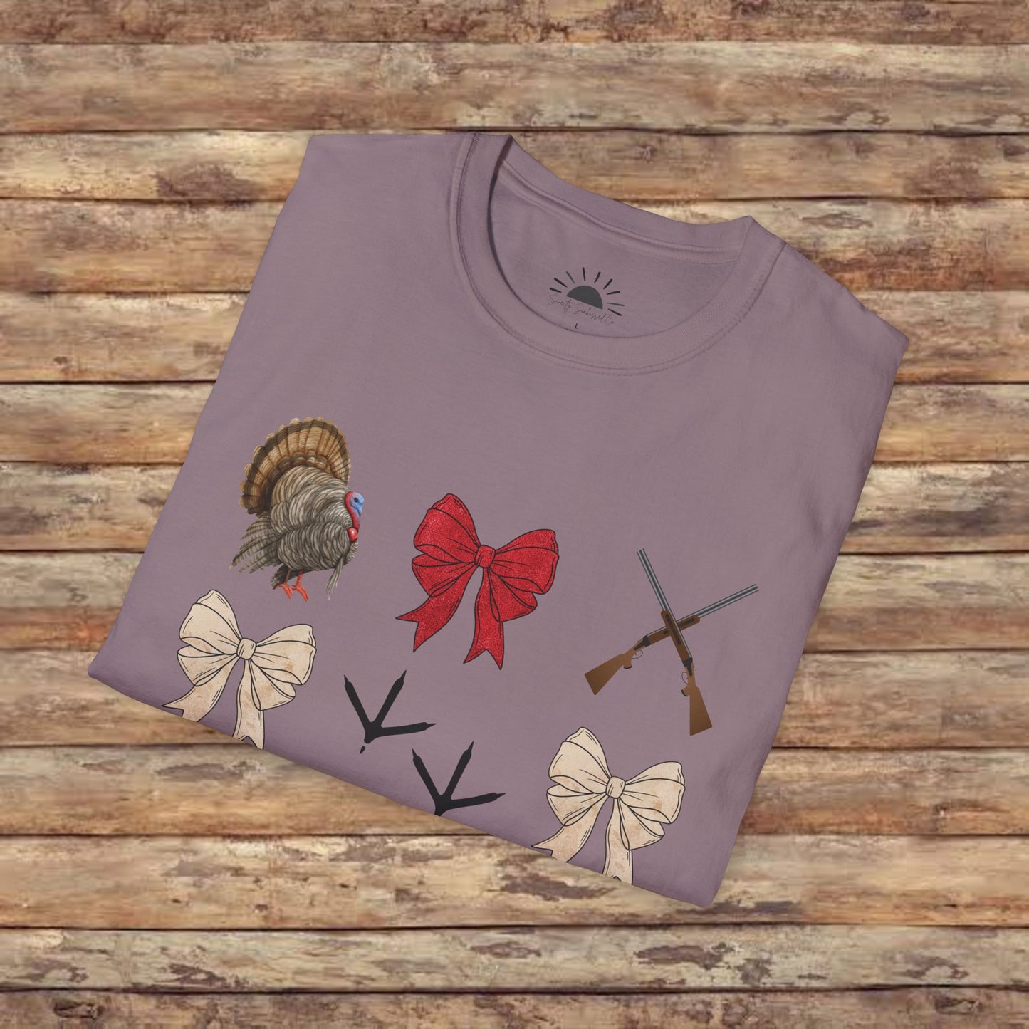 Turkeys, Glitter, and Bows: Coquette Female Hunting  Softstyle T-Shirt