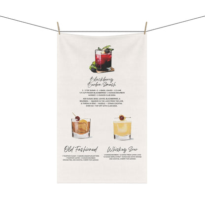 Whiskey & Bourbon Cocktail Recipe Kitchen Tea Towel