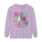 Merry Merry Merry Christmas Pink & Green Design Long Sleeve T-Shirt