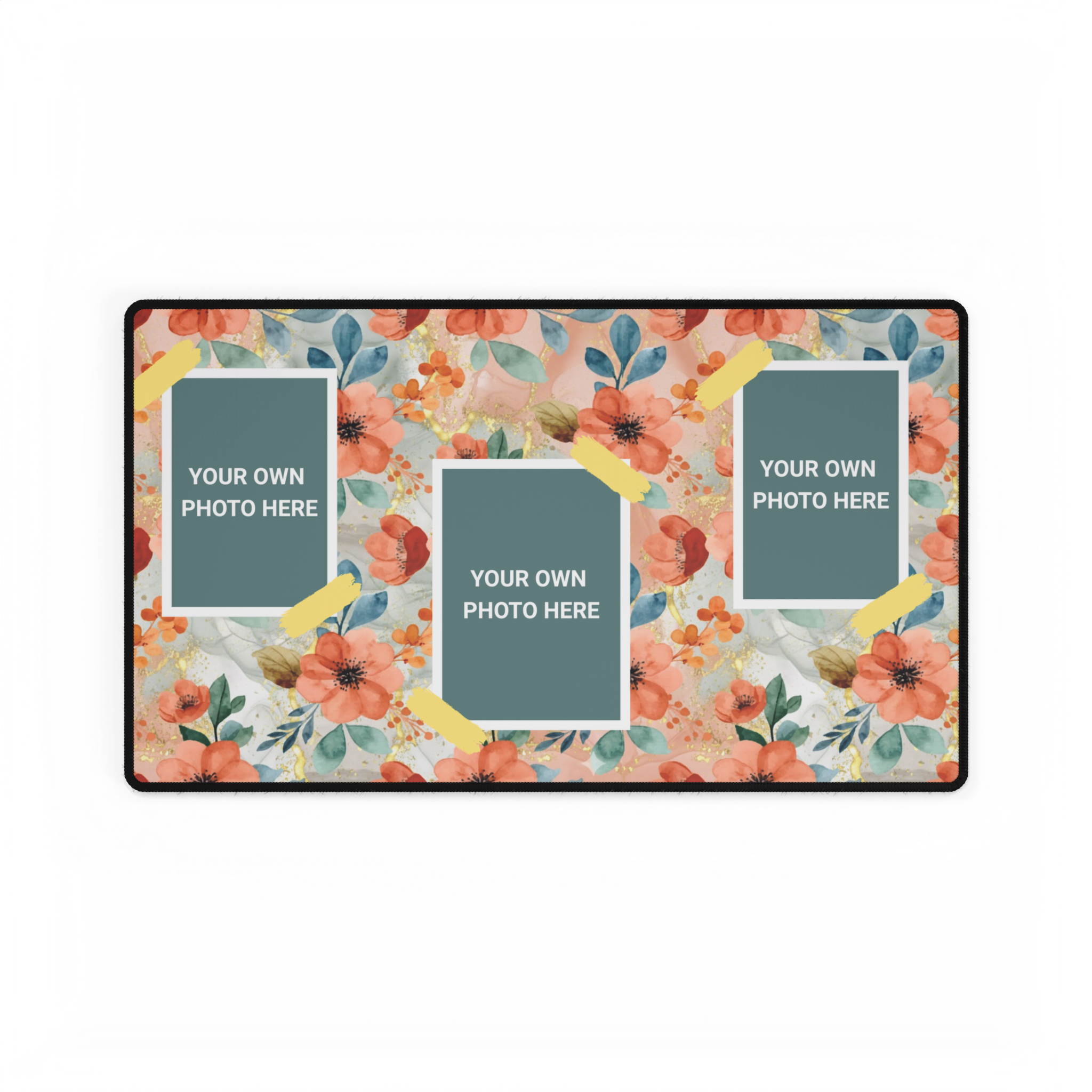Coral Petals & Keepsakes Personalized Photo Polyester Office Desk Pad