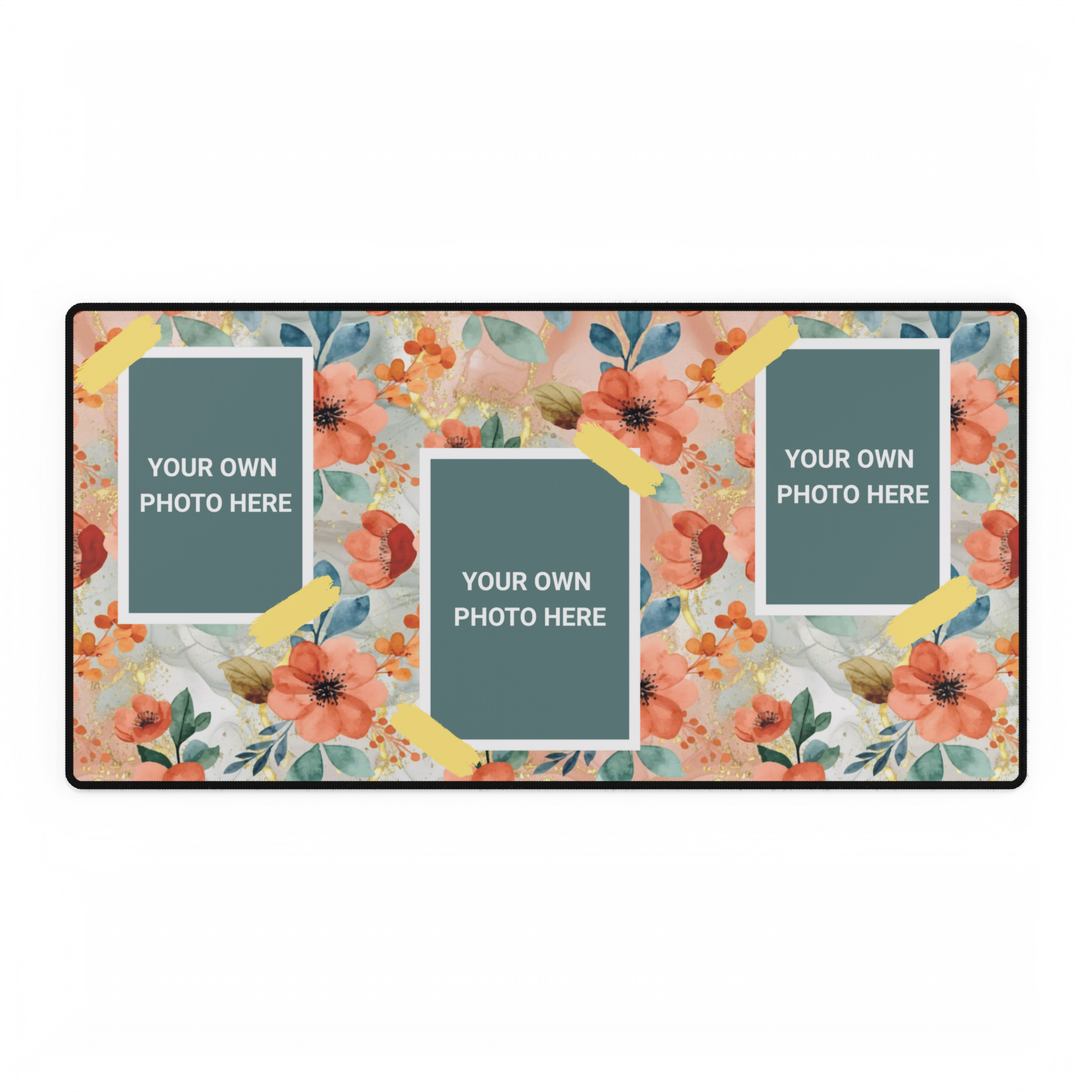 Coral Petals & Keepsakes Personalized Photo Polyester Office Desk Pad