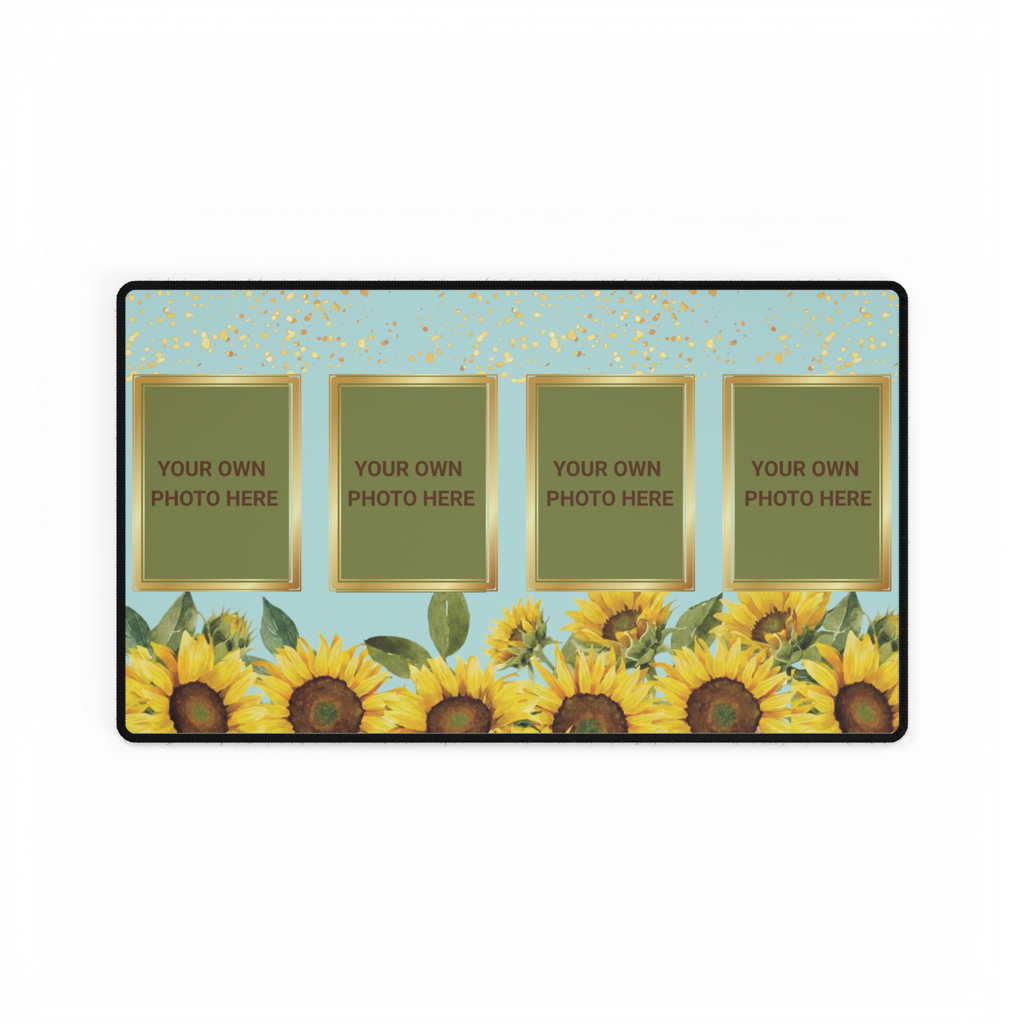 Sunflower Sparkle Personalized Photo Polyester Office Desk Pad