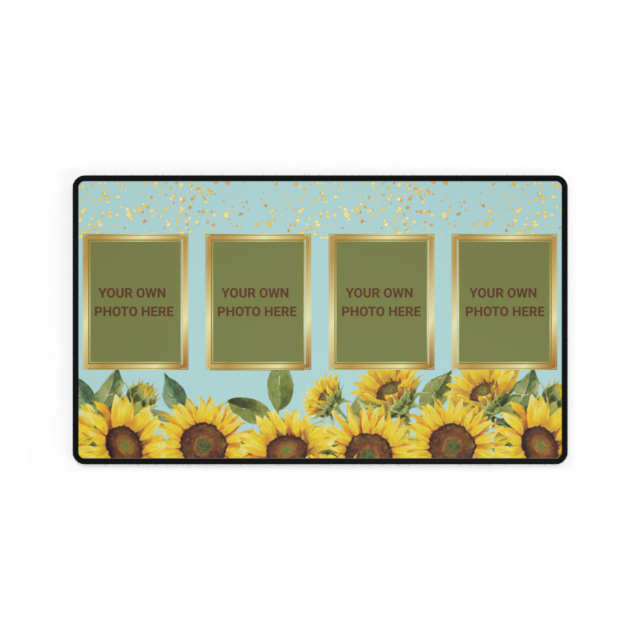 Sunflower Sparkle Personalized Photo Polyester Office Desk Pad