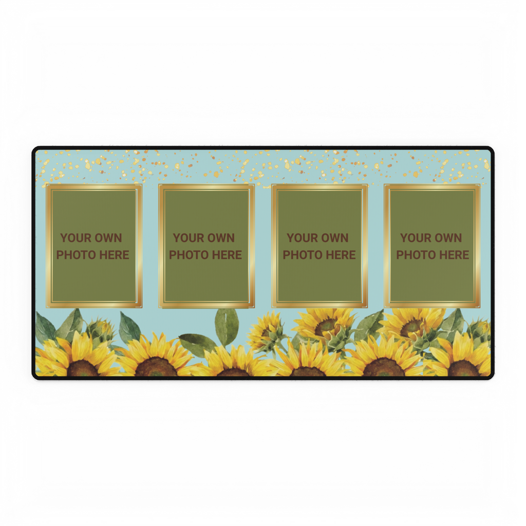 Sunflower Sparkle Personalized Photo Polyester Office Desk Pad