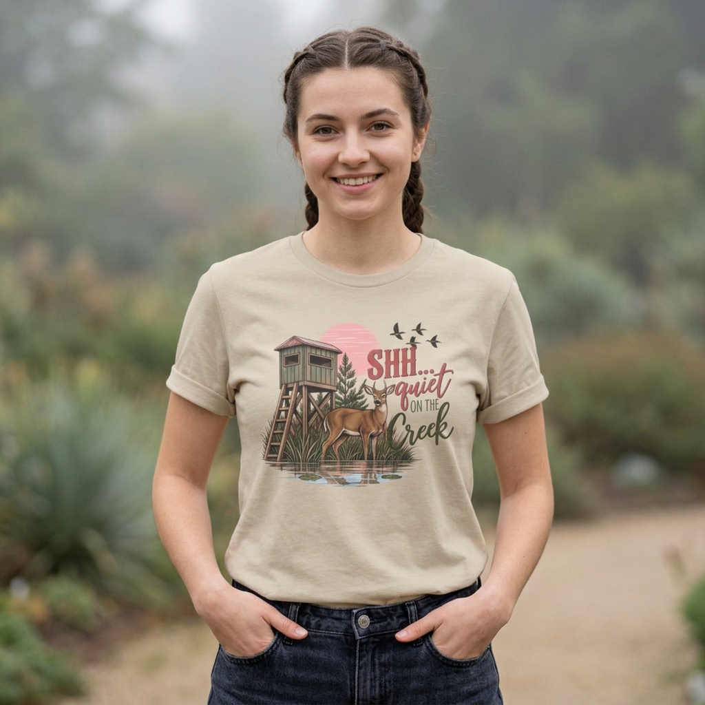 Shh Quiet On The Creek Women's Deer Hunting Graphic T-Shirt