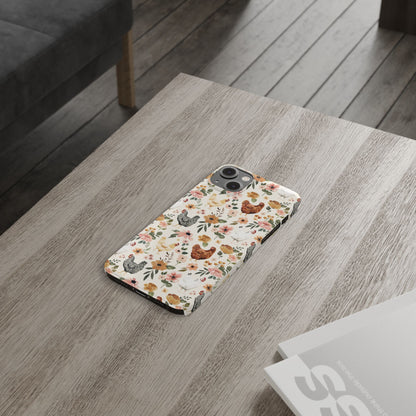 Charming Floral Chicken Slim iPhone Case