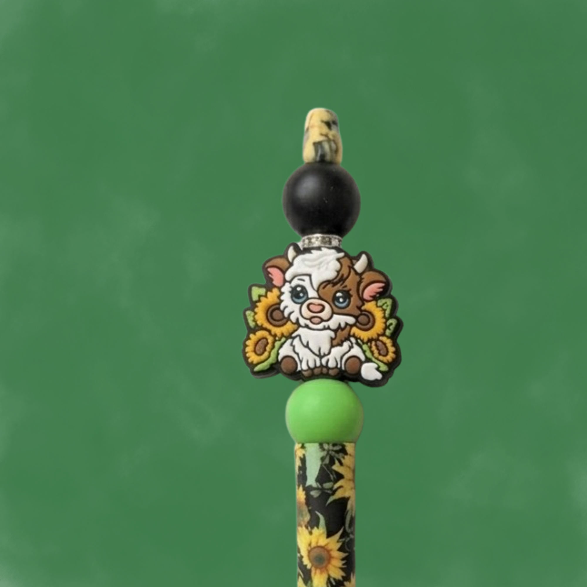Highland Cow Sunflower Pen Set, Silicone Beaded, Stay Humble Kind