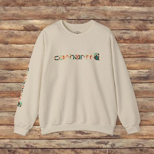 Aztec Style Carhartt Inspired Womens Crewneck Sweatshirt