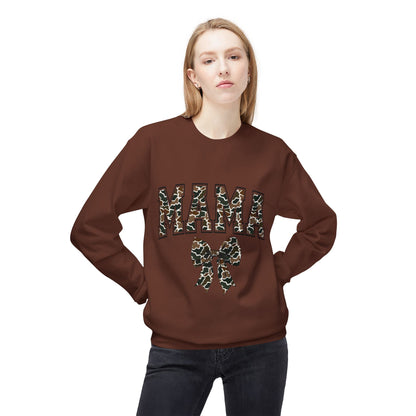 Mama Old Camo Bow Coquette Women's Crewneck Sweatshirt