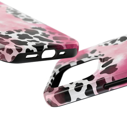 Pink Watercolor Cow Print Blend iPhone Tough Phone Case
