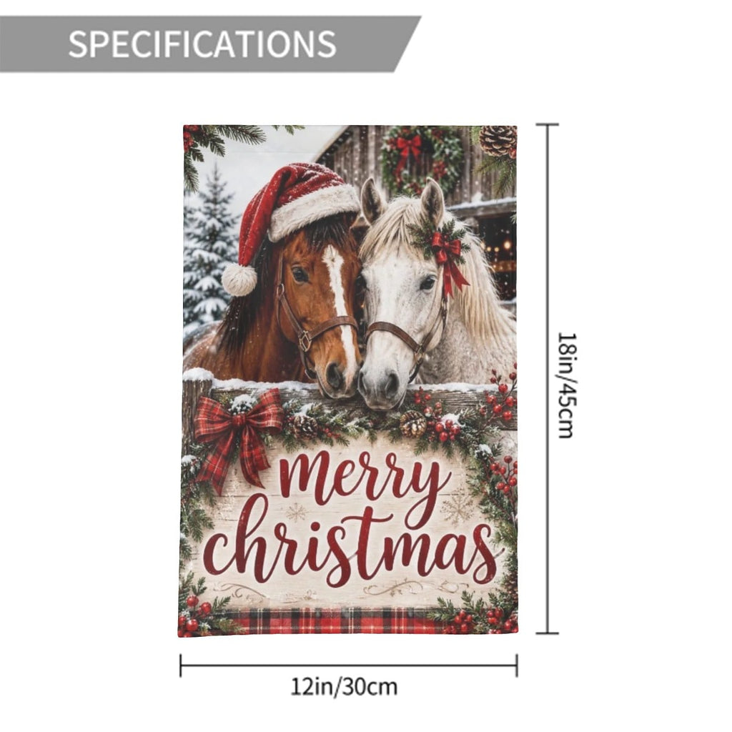 Merry Christmas Horse Farm Lightweight Outdoor Garden Flag Yard Decoration