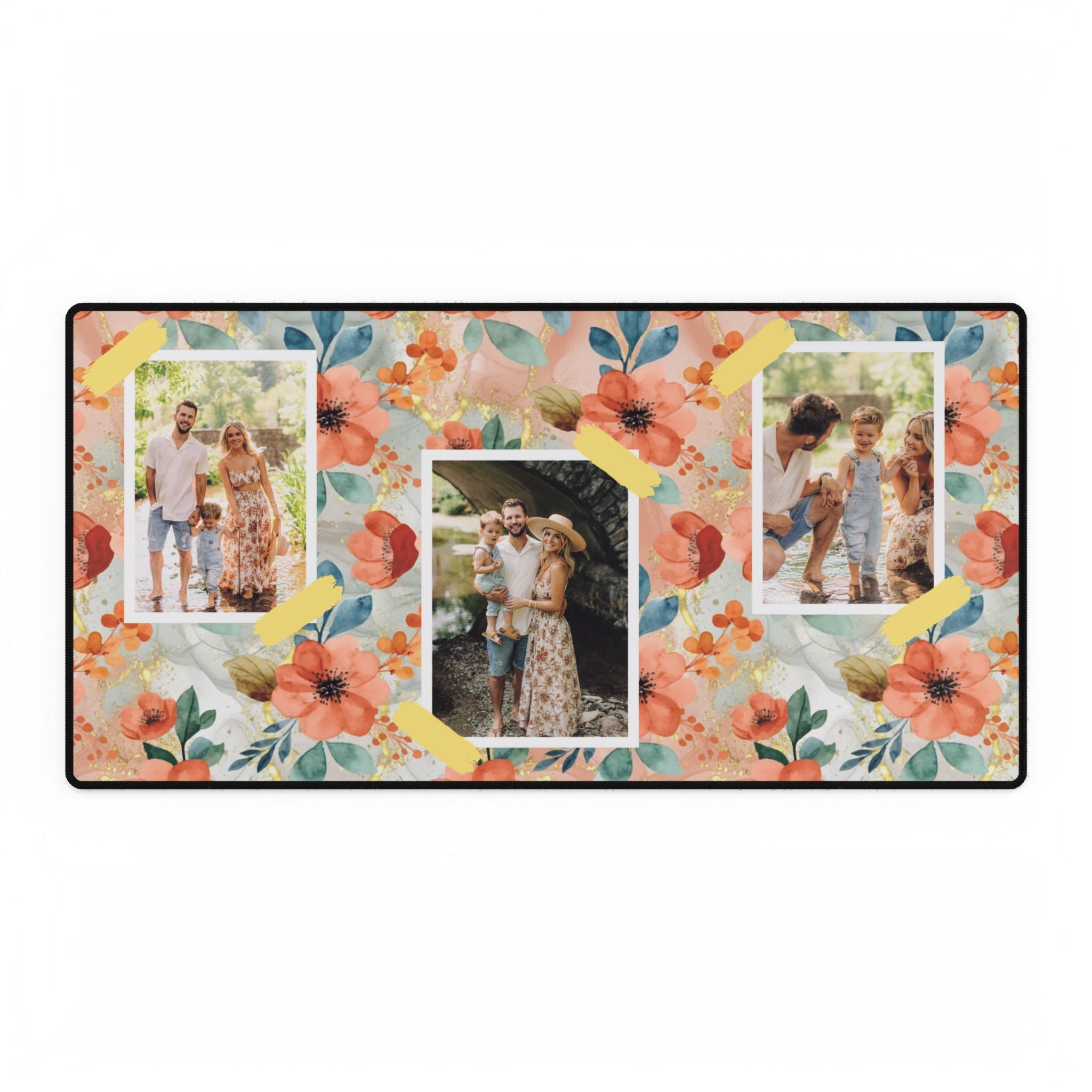 Coral Petals & Keepsakes Personalized Photo Polyester Office Desk Pad