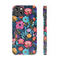 Midnight Garden Navy Bright Floral Slim iPhone Case