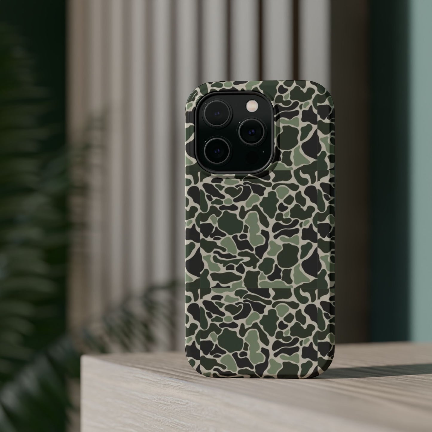 Green Old School Camo Tough Magnetic iPhone Case