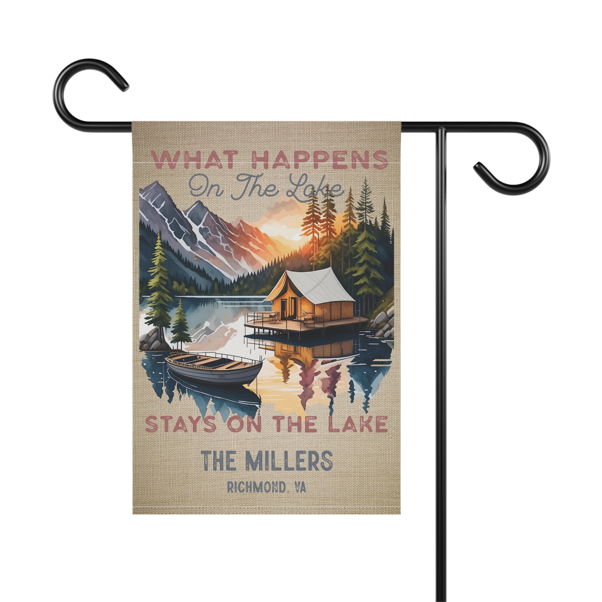 Lake House Garden Banner, Personalized Outdoor Flag, Cabin Decor, Nature Vibes, Family Gift, Summer BBQ Decoration
