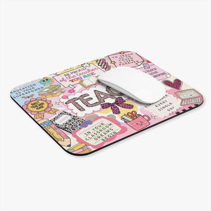 Teach, Inspire, Motivate Mouse Pad Teacher Desk Accessory with Uplifting Quote