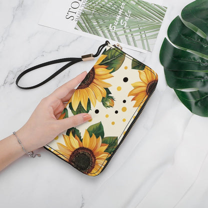 Golden Bloom Sunflower Vertical Wristlet Wallet