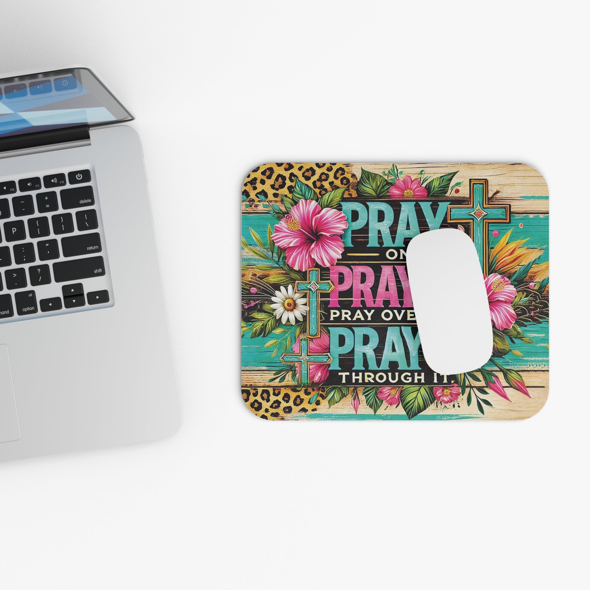Inspirational Prayer Mouse Pad - Rectangle, Pray Meditation Mat, Spiritual Desk Accessories, Christian Faith Quote, Office Decor