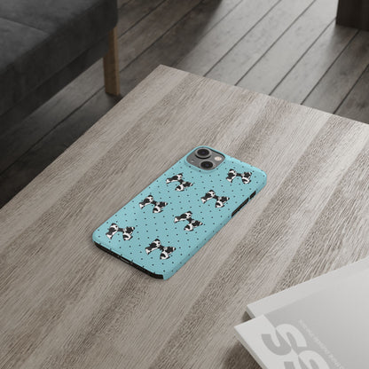 Cow Print Coquette Bow & Polka Dot Teal Slim iPhone Case