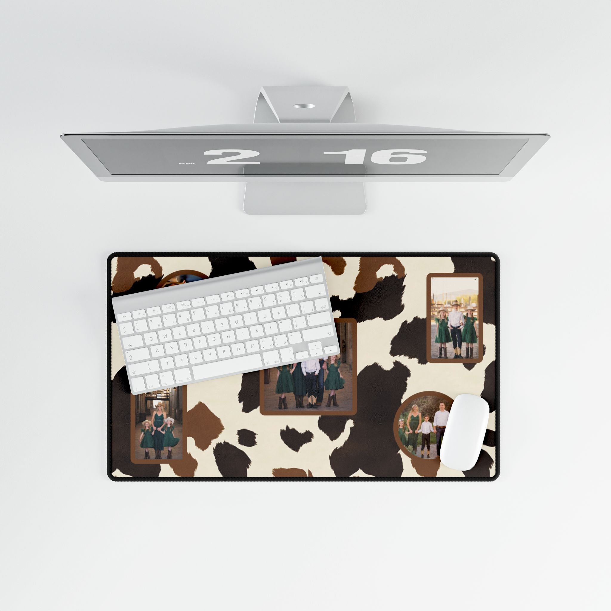 Western Cowhide Print Personalized Photo Polyester Office Desk Pad