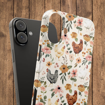 Charming Floral Chicken Slim iPhone Case