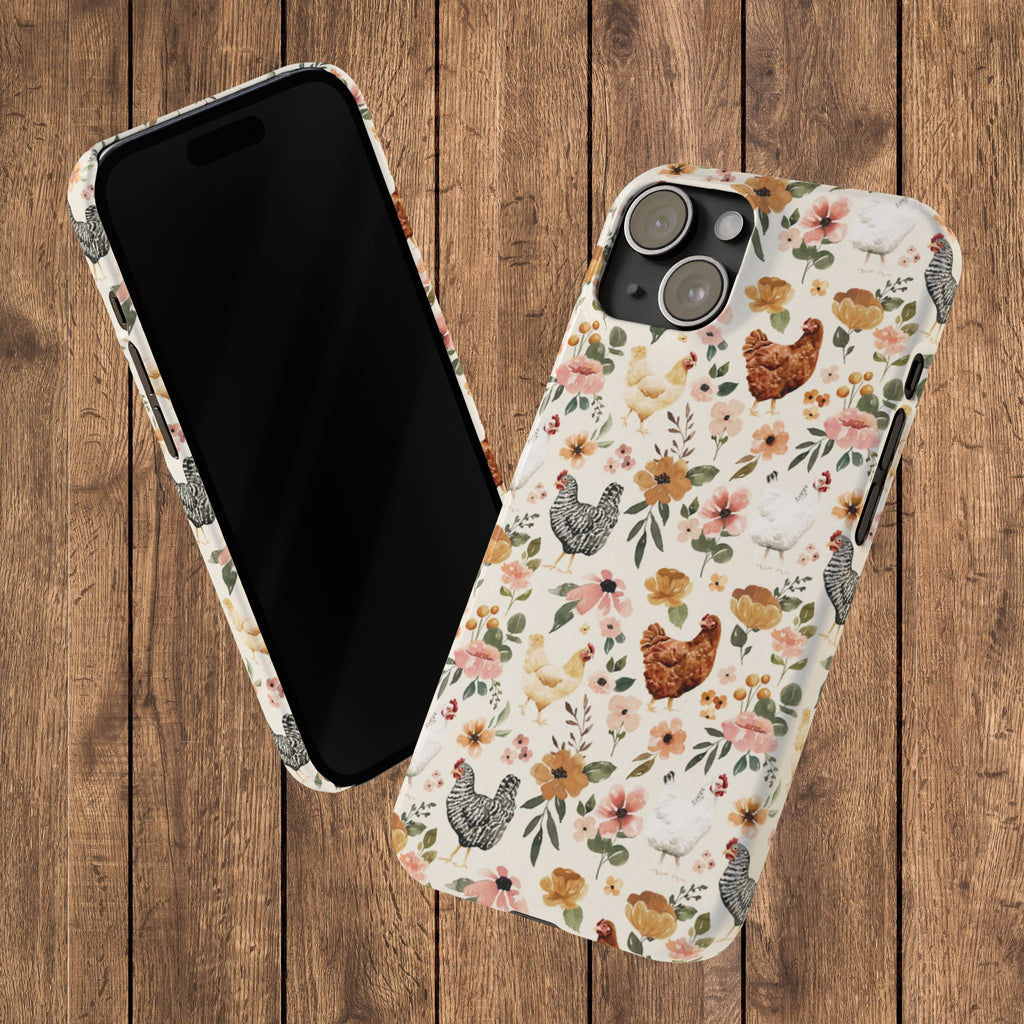Charming Floral Chicken Slim iPhone Case