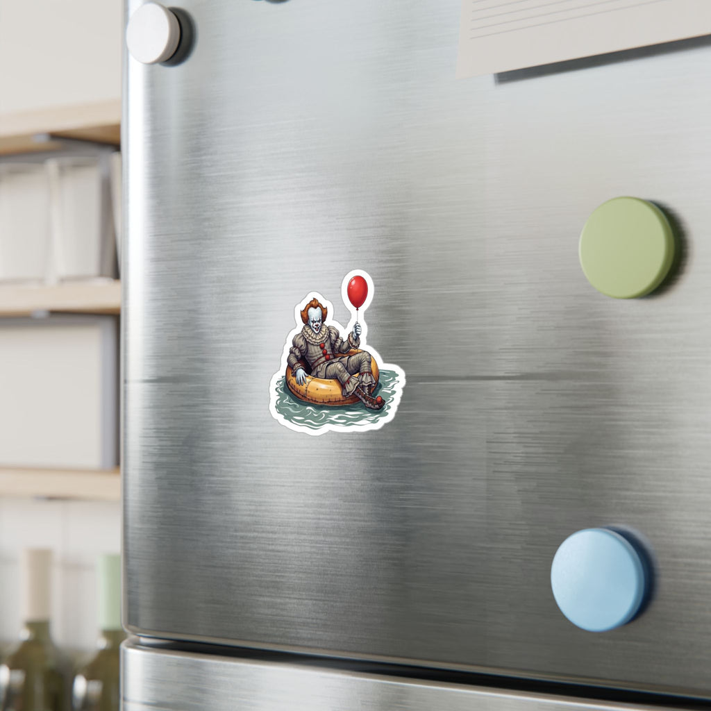 Horror Pennywise Inspired Cartoon Clown & Red Balloon Summer Lake or Pool Float Kiss Cut Vinyl Sticker