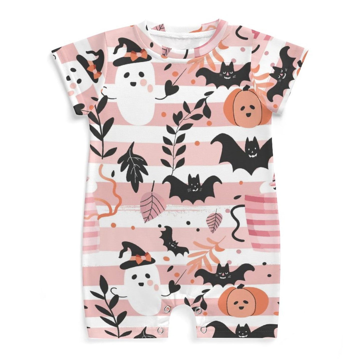 Spooky Cute Pink Halloween Short Sleeve Baby Romper