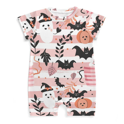 Spooky Cute Pink Halloween Short Sleeve Baby Romper