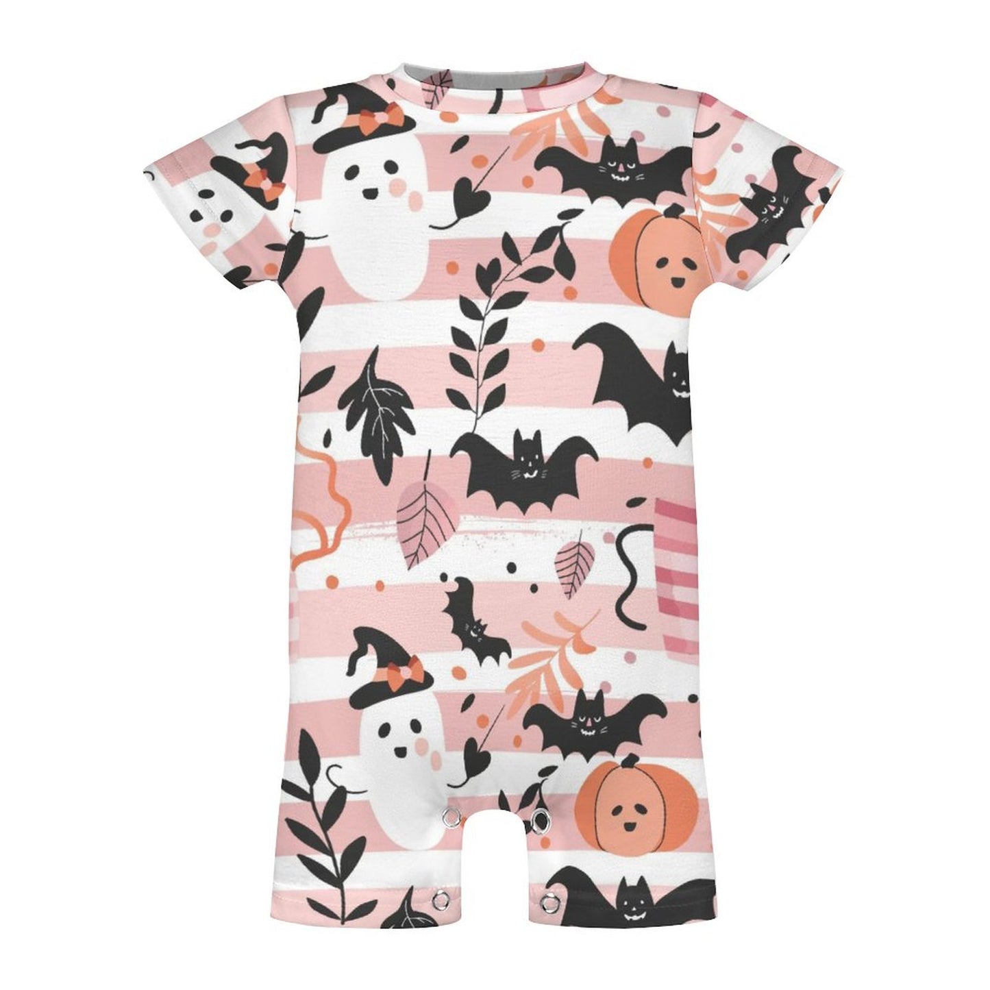 Spooky Cute Pink Halloween Short Sleeve Baby Romper
