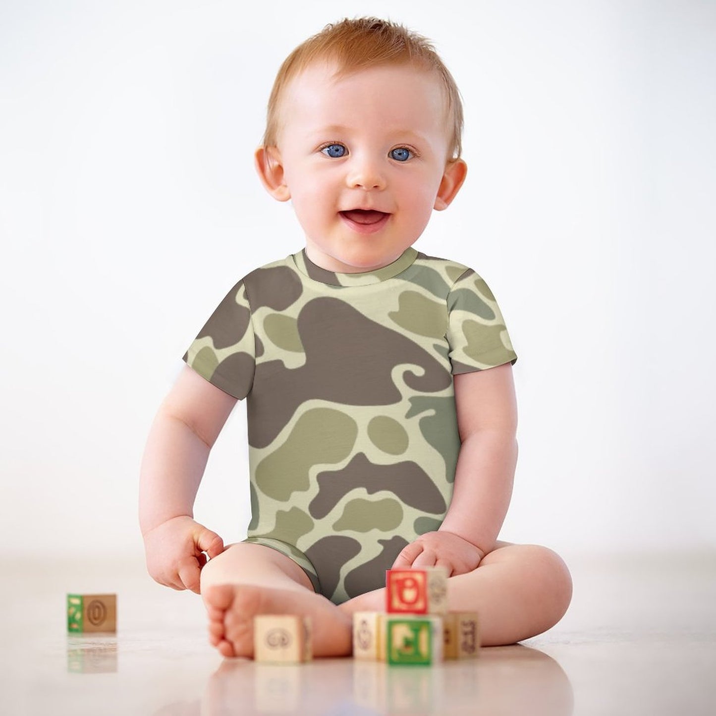 Old School Duck Camouflage Baby Short Sleeve Romper