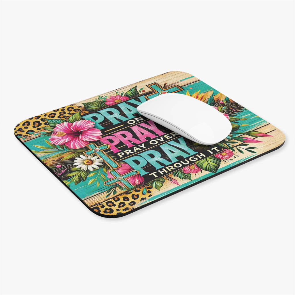 Inspirational Prayer Mouse Pad - Rectangle, Pray Meditation Mat, Spiritual Desk Accessories, Christian Faith Quote, Office Decor