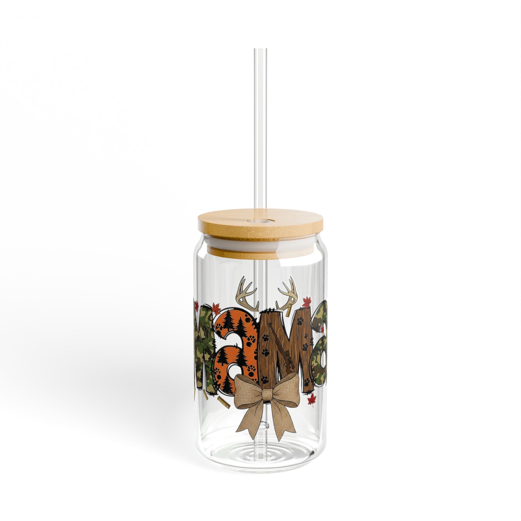 Outdoorsy Mama 16oz Glass Can Tumbler with Lid & Reusable Straw
