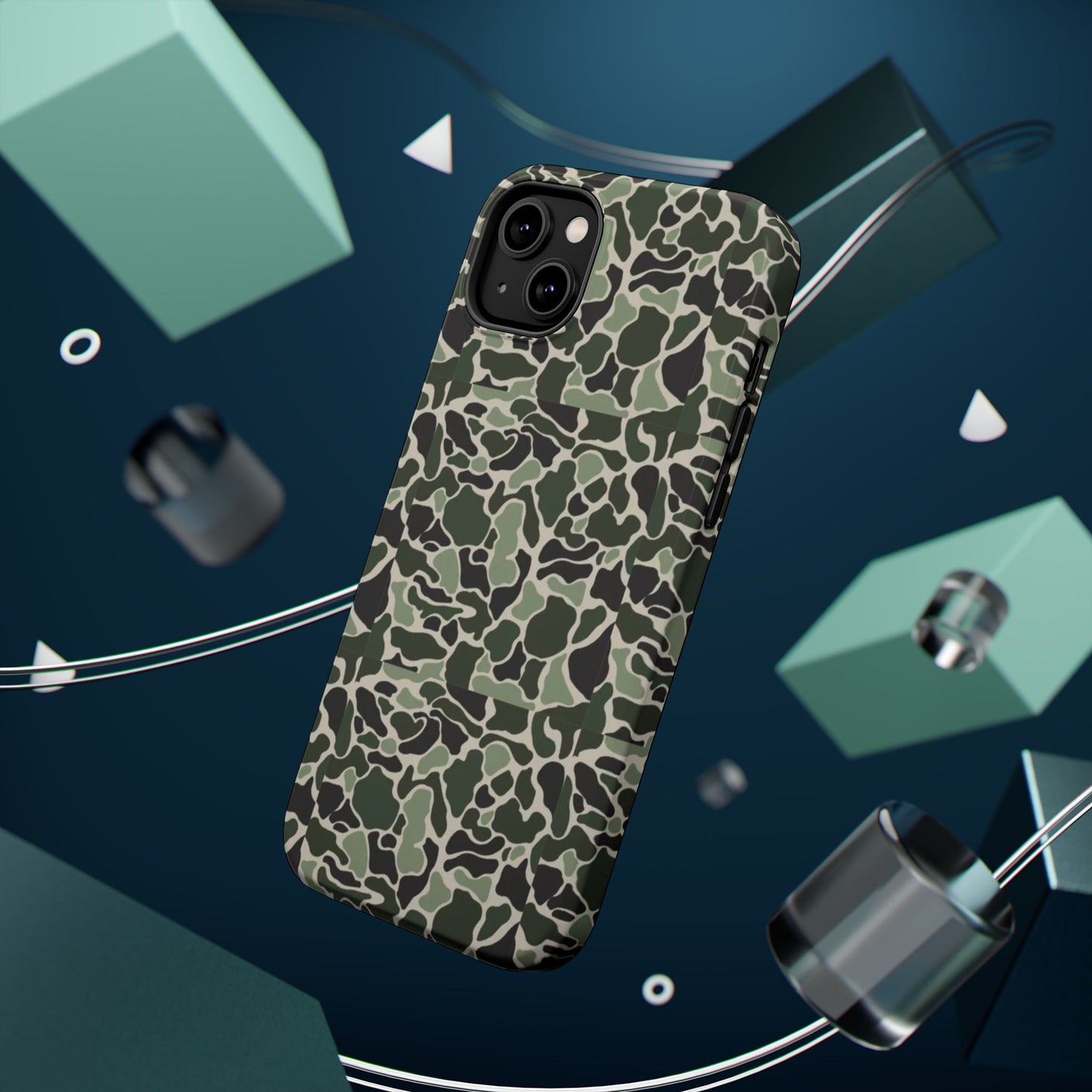 Green Old School Camo Tough Magnetic iPhone Case