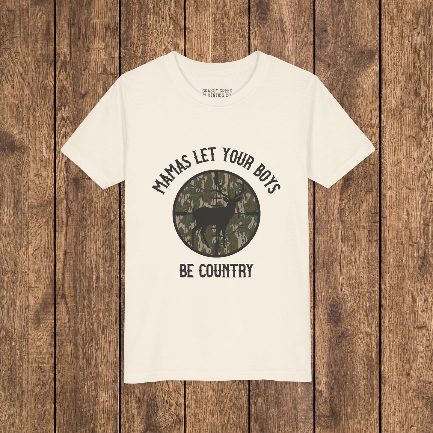 Mamas Let Your Boys Be Country Camouflage Youth Graphic Tee
