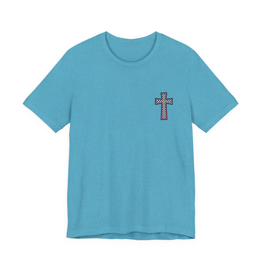 Step Into Jesus Checkered Sneakers Faith Women's Graphic T-Shirt