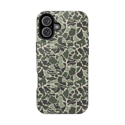 Green Old School Camo Tough Magnetic iPhone Case