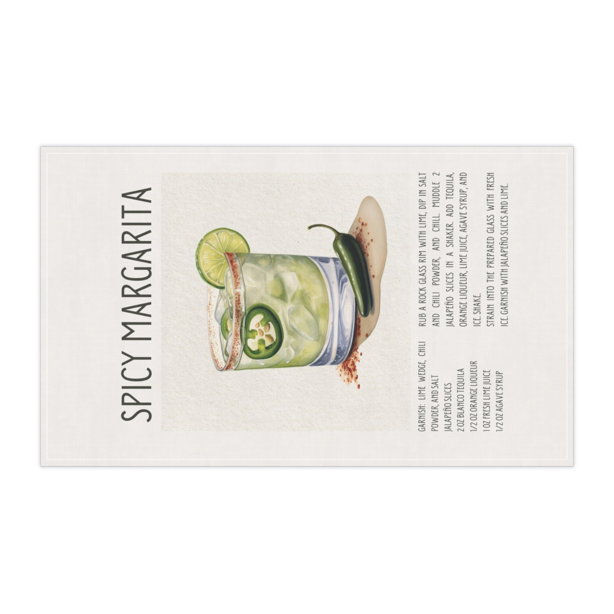 Spicy Margarita Recipe Kitchen Decor Tea Towel
