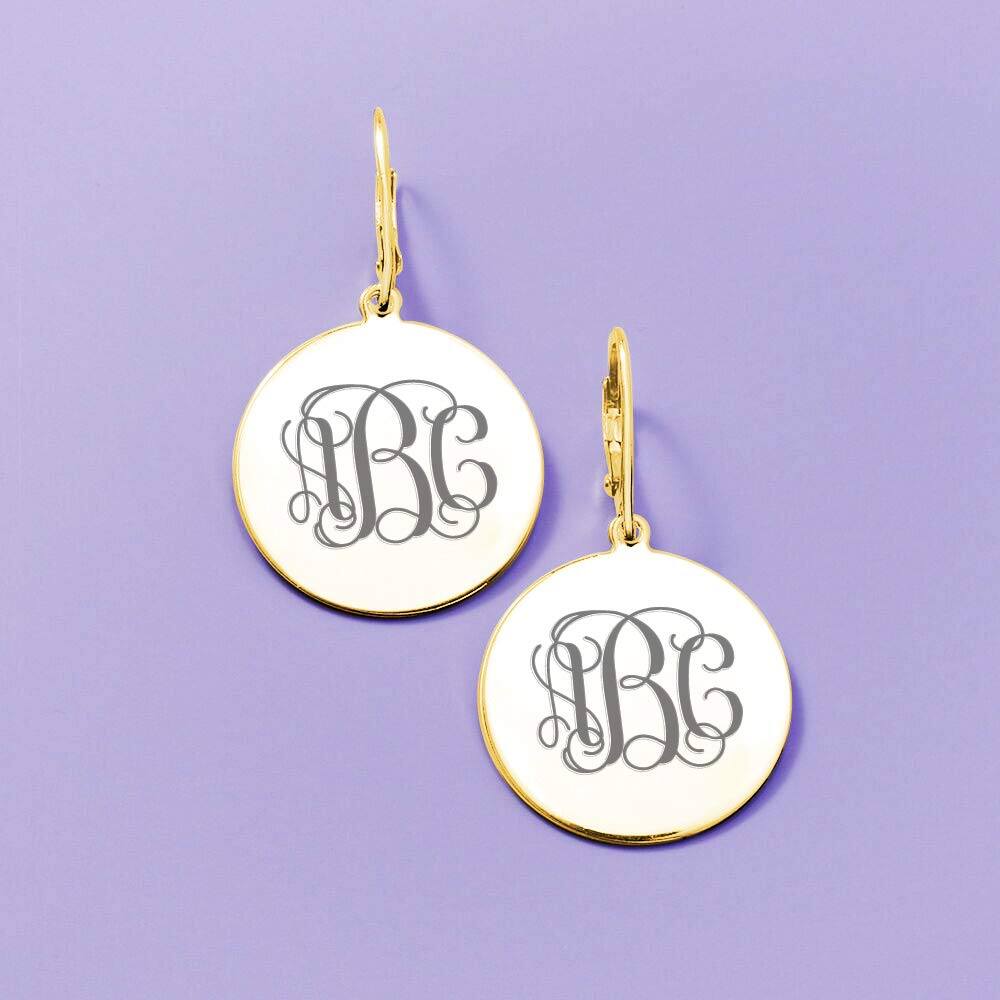 Sterling Silver Monogram Disc Dangle Earrings